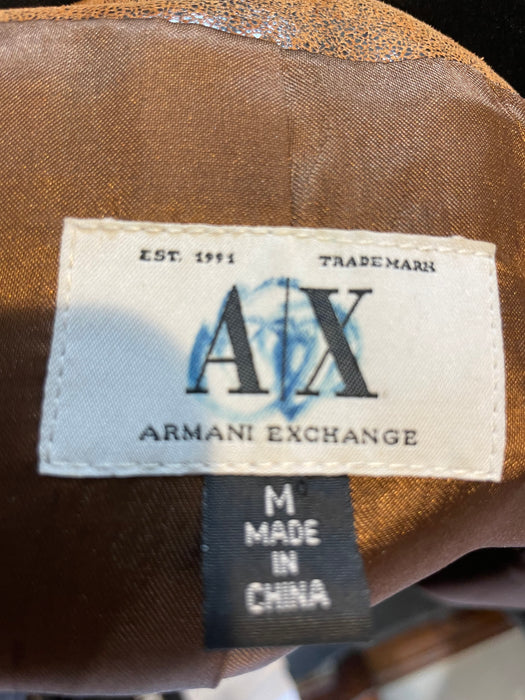 Armani Exchange belted distressed leather Jacket