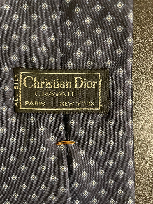 CHRISTIAN DIOR  Cravates Navy Blue and gray print  Neck tie