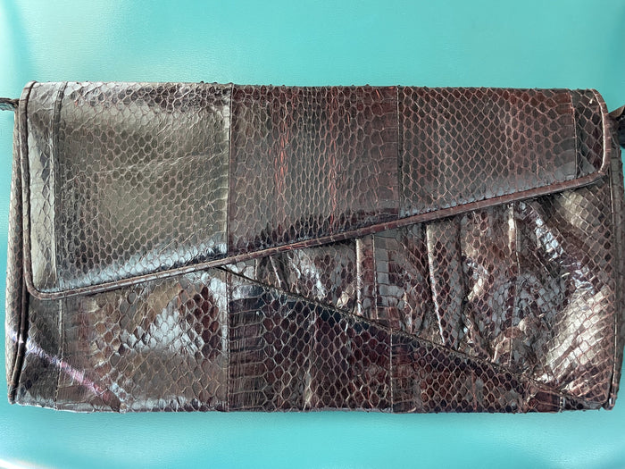 Vintage Snakeskin Envelope Style Clutch Bag