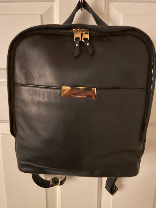 Isaac Mizrahi Black Leather Backpack