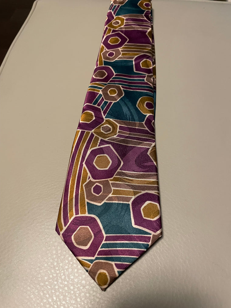 Vtg. Guy LaRoche 100% Silk Bright Abstract Tie