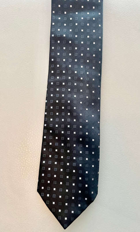 DKNY Black w/ White Polka Dots Kelly Neat 100% Silk Neck Tie