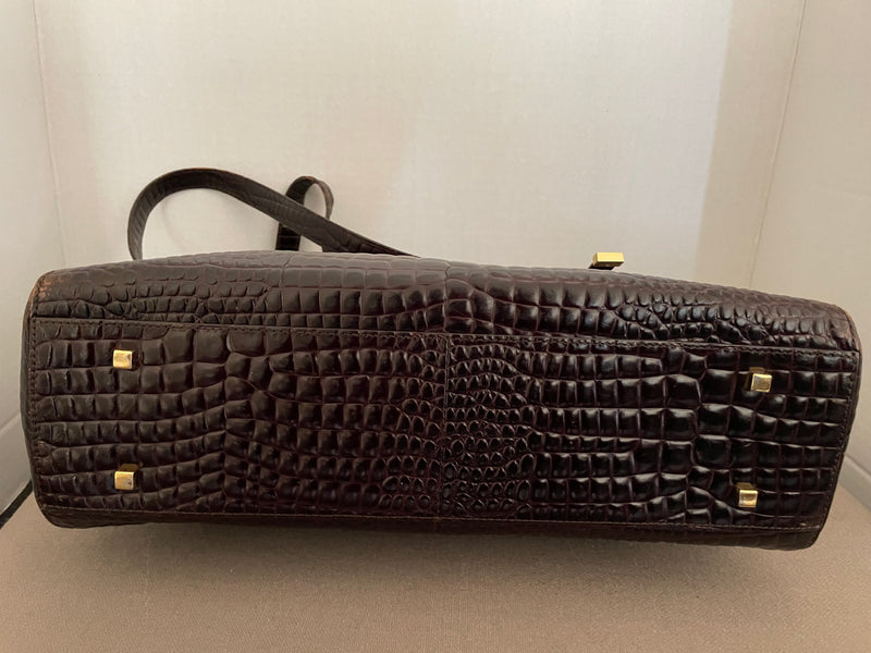 Etienne Aigner Croco Embossed Leather Handbag Tote Bag Purse