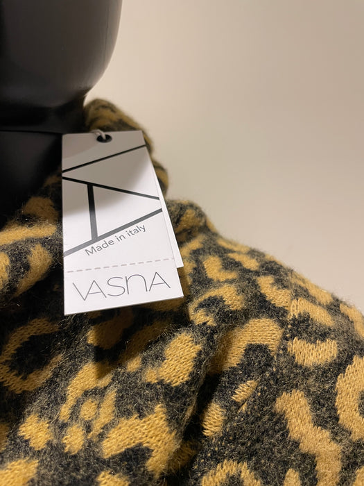 VASNA Made in Italy Leopard Print Sweater Dress Gray and Tan NWT Size m