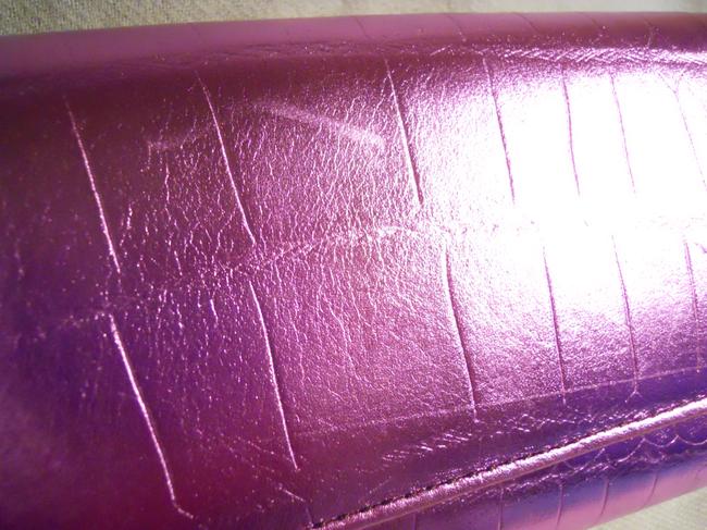 Kenneth Cole Croc Embossed Purple Leather Clutch