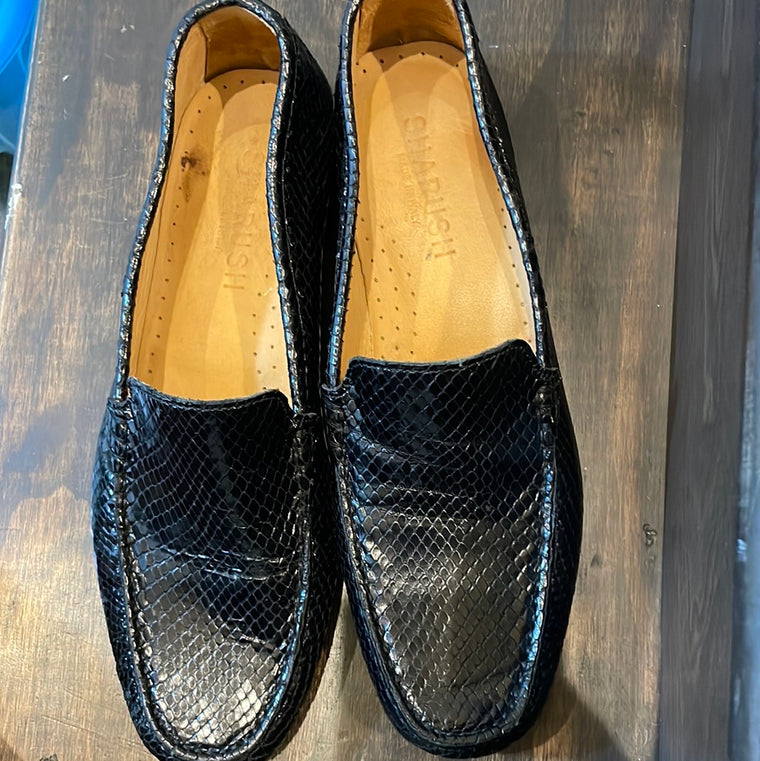 Sharush  Women Rare Black Snake Skin Exclusive Loafers