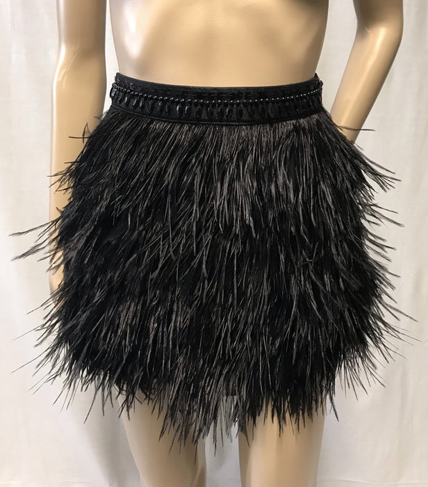 Express Black Ostrich Skirt