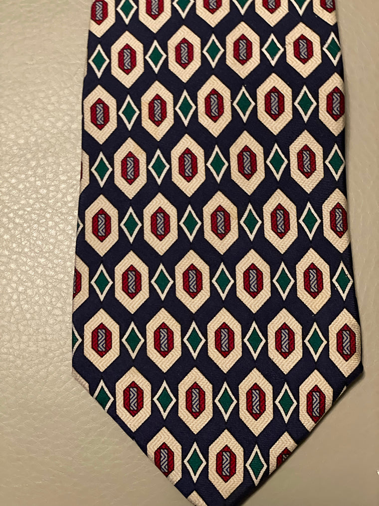 CHRISTIAN DIOR  Cravates Blue, Burgundy, Green and Cream Tie