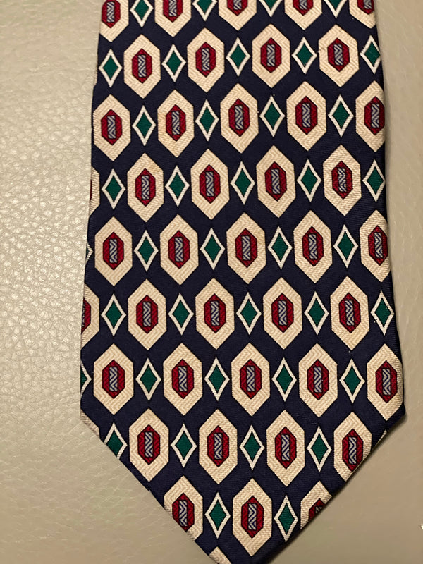 CHRISTIAN DIOR  Cravates Blue, Burgundy, Green and Cream Tie