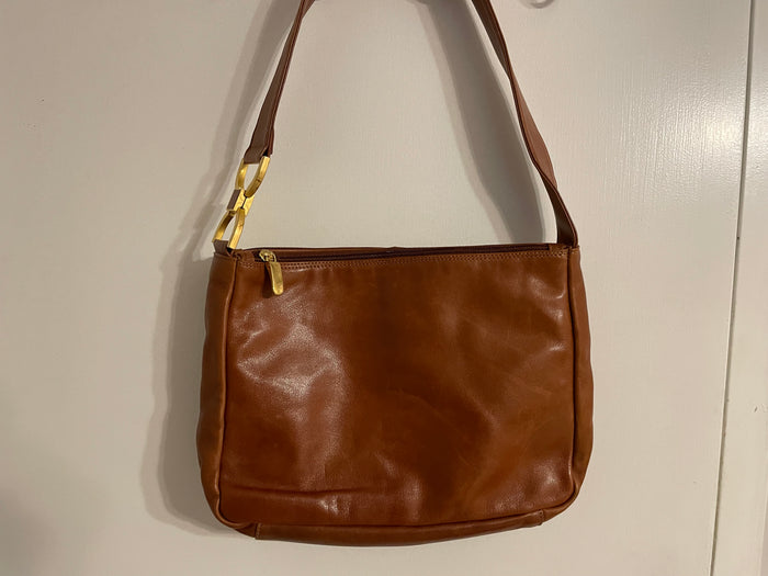 FRANCESCO BIASIA Camel Leather Large Shoulder Bag Tote