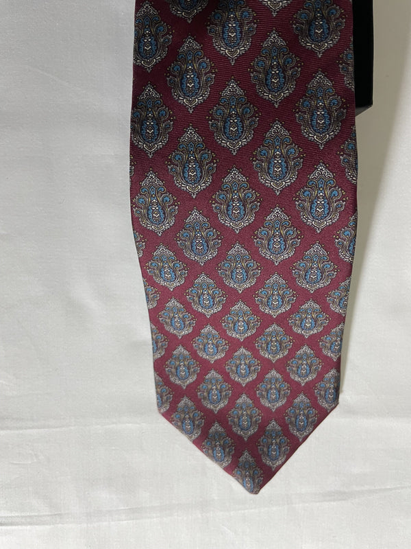 CHRISTIAN DIOR Vintage Burgundy Print Necktie