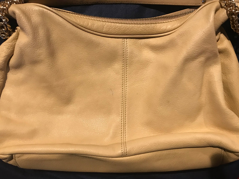 Aimee Kestenberg Yellow Leather Purse Handbag Gold Tone Hardware