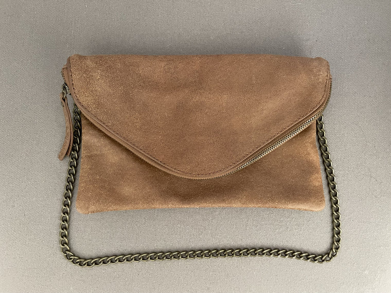 J Crew leather envelope purse/clutch  w chain