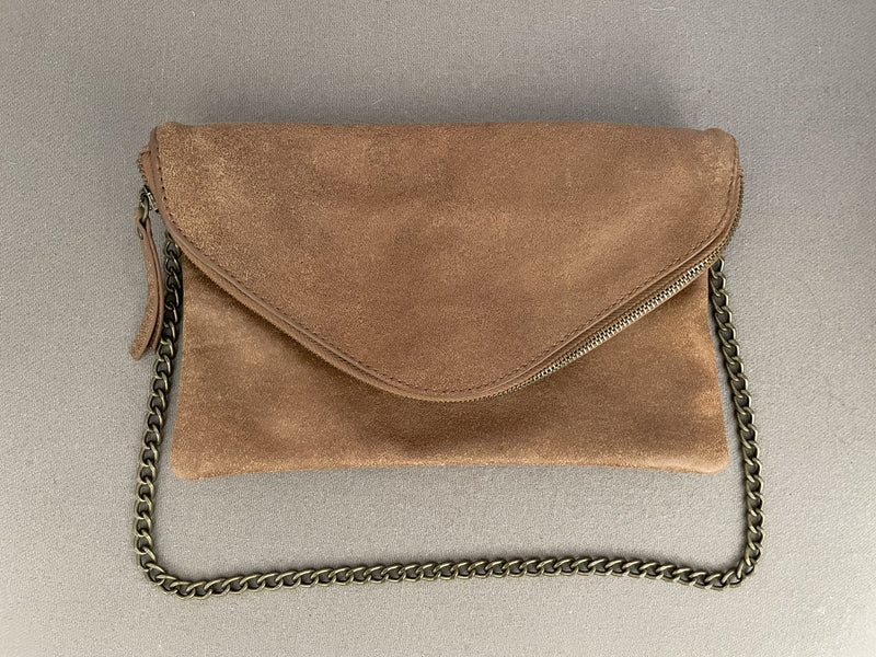 J Crew leather envelope purse/clutch  w chain