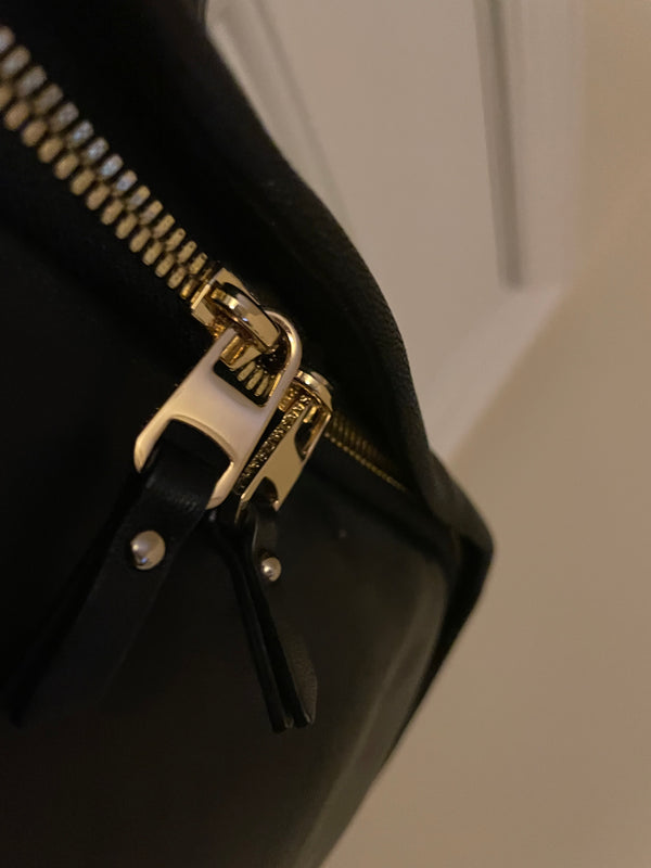 Isaac Mizrahi Black Leather Backpack