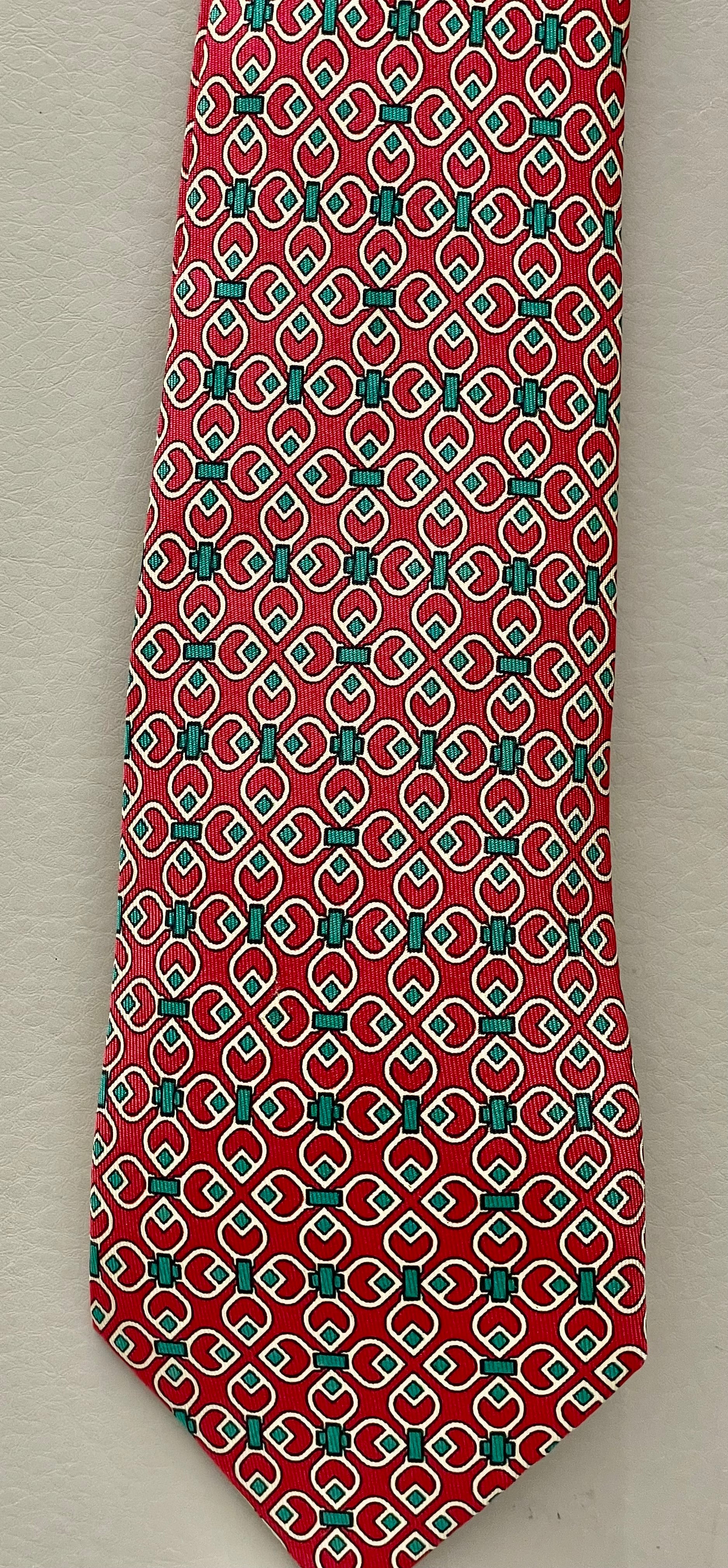 HERMÈS Silk Pattern Print Tie