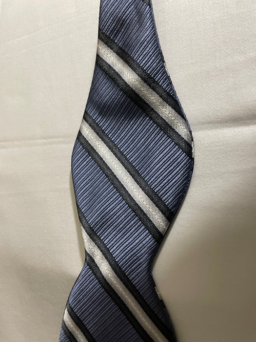 Bruno Piattelli bow tie, blue stripes/ black and gray