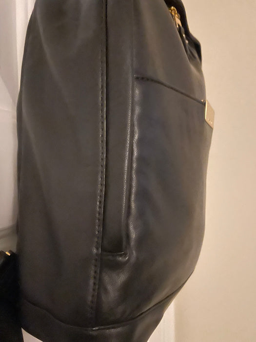 Isaac Mizrahi Black Leather Backpack