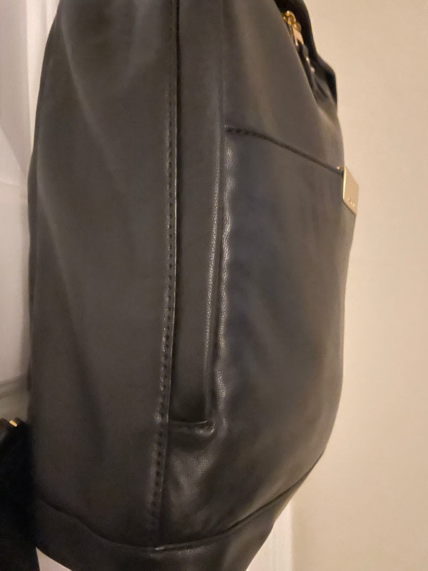Isaac Mizrahi Black Leather Backpack