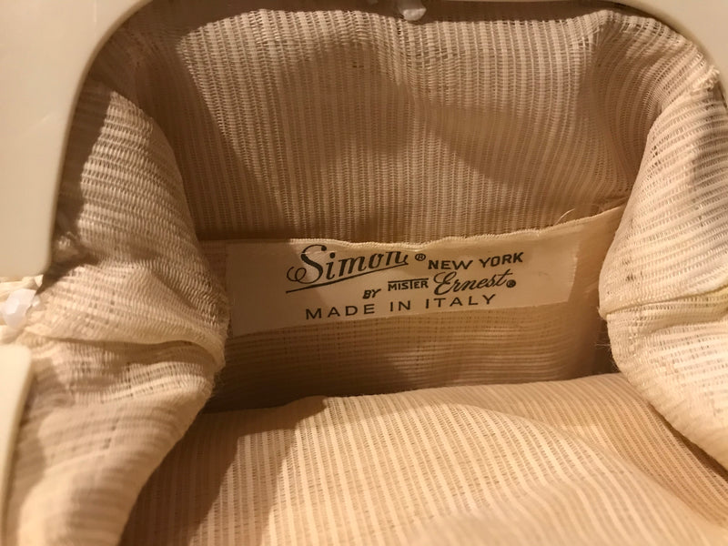 FAB 1960s Simon  New York by Mr. Ernest  Made in Italy Beaded  White Handbag
