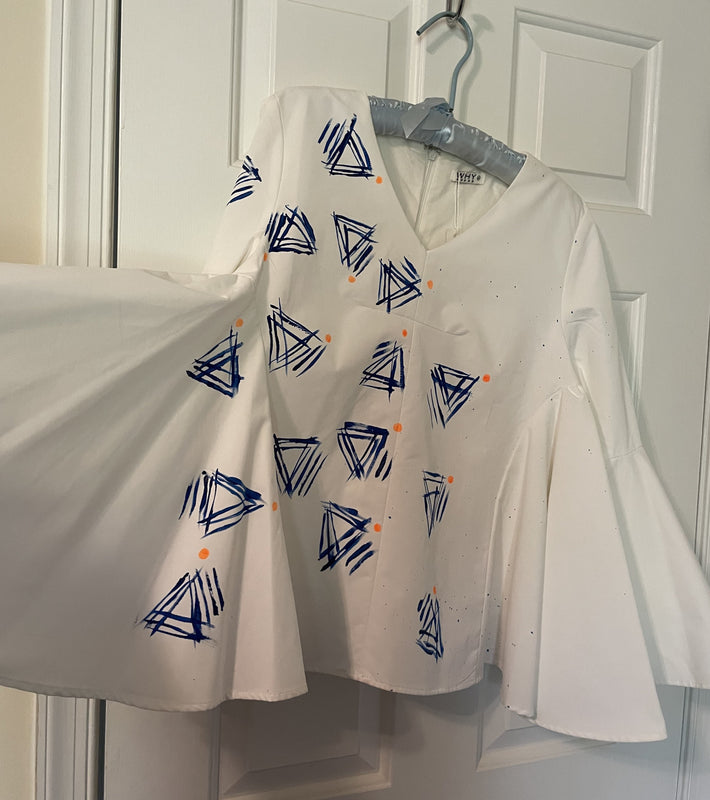 Beautiful  WHY Wear white wearable art blouse NTW  size M