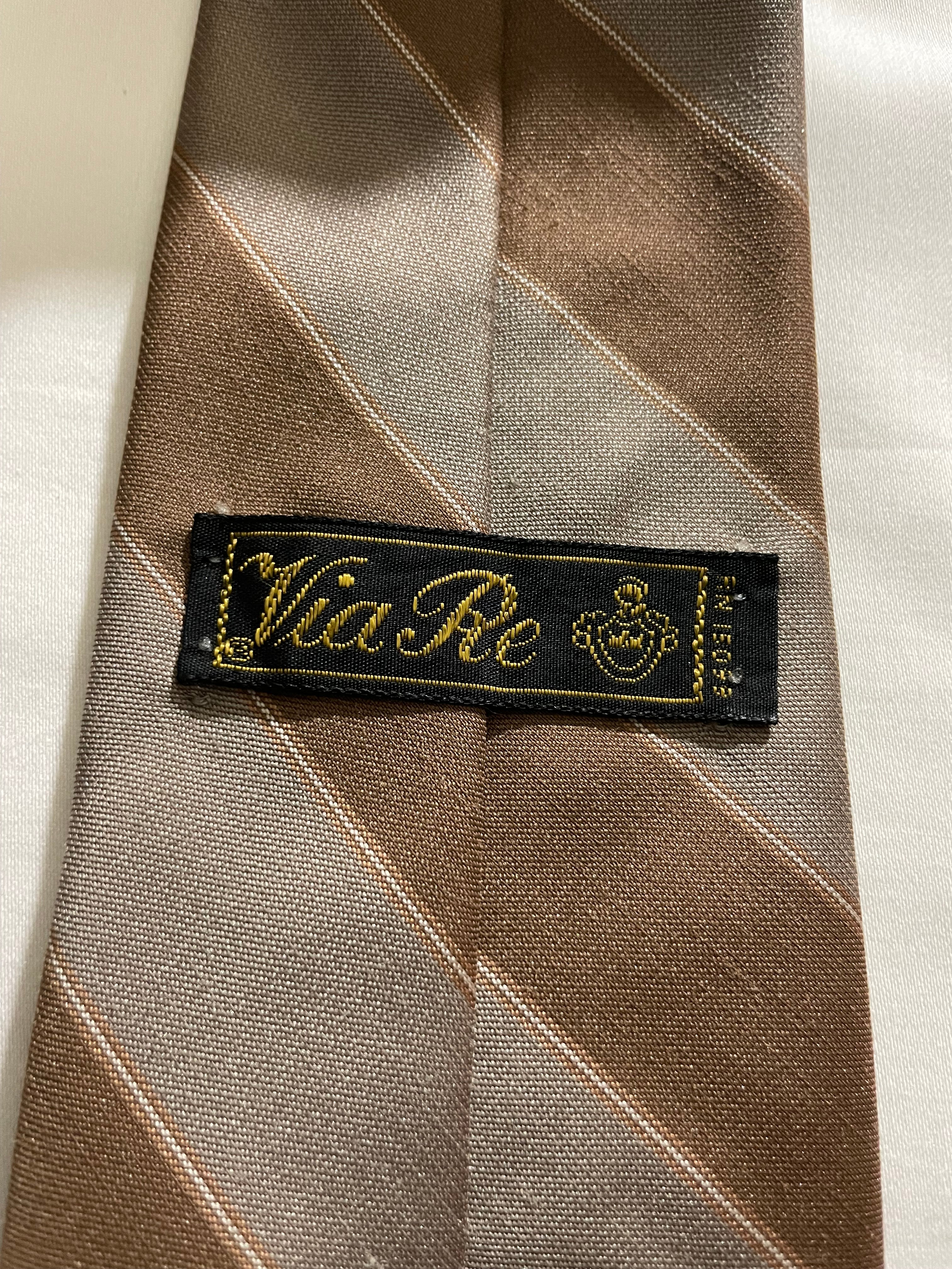 Vintage Via Re Tan Striped Tie