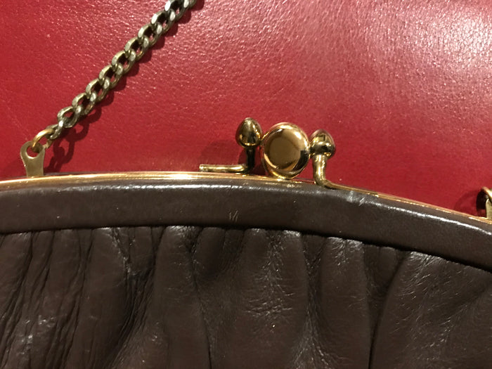 Vintage Brown Ande Purse with Goldtone Chain Shoulder Strap