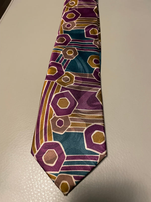 Vtg. Guy LaRoche 100% Silk Bright Abstract Tie
