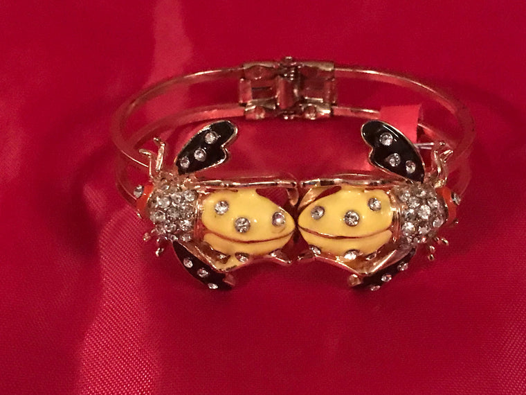 Ladybug Rhinestone  hinge bracelet