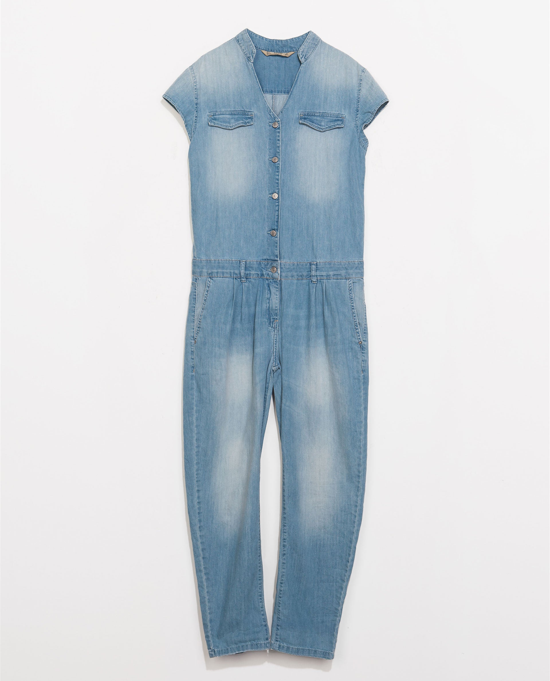 Zara Short Sleeve Denim Jumpsuit in Blue  Heritage Denim